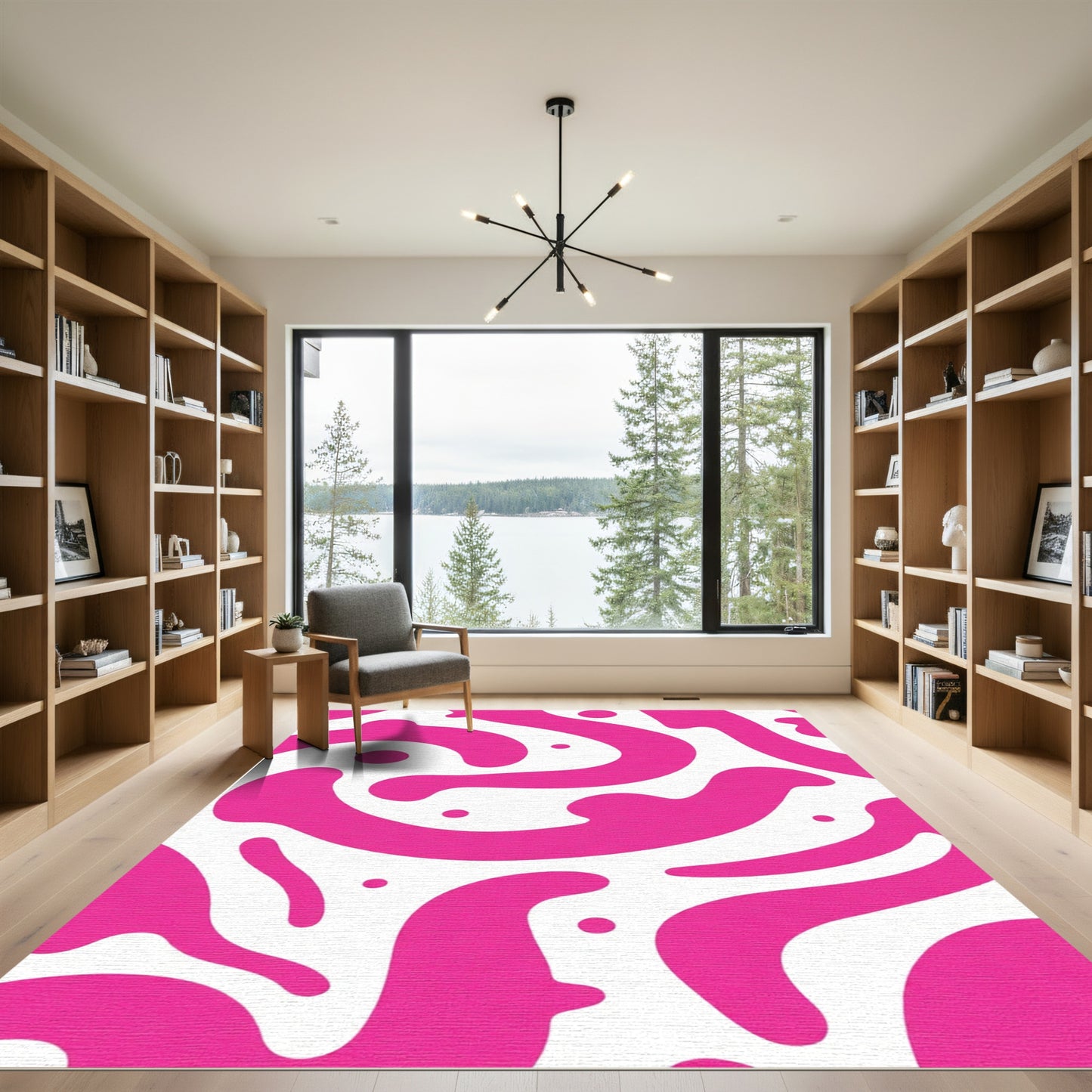 Vibrant Pink Blob Abstract Rug