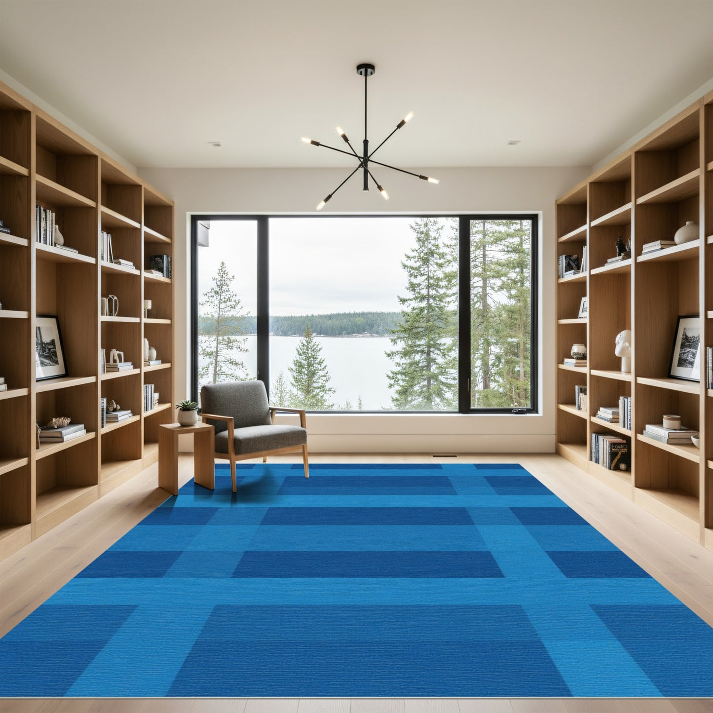 Deep Blue Plaid Stripes Rug