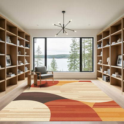 Terracotta Orange Earthy Circles Rug
