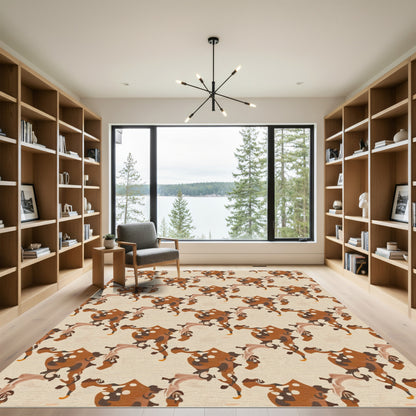 Earthy Brown Abstract Organic Swirls Rug