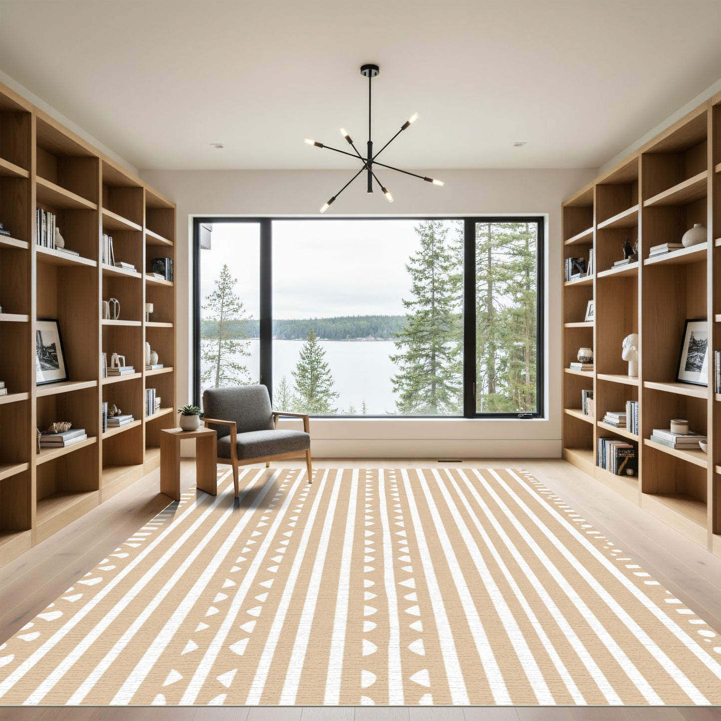 Earthy Tan Vertical Stripe Dash Rug