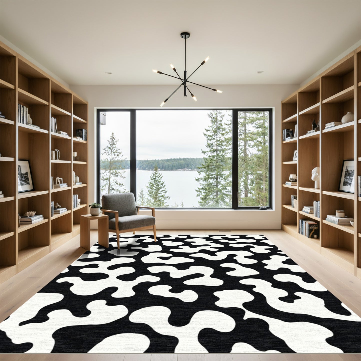 Black White Organic Blob Rug