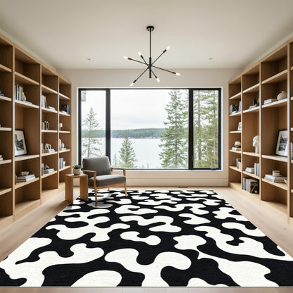 Black White Organic Blob Rug