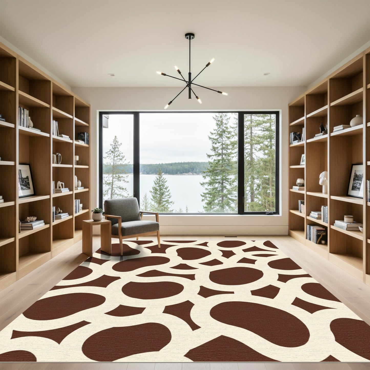 Brown Cream Organic Interlocking Ovals Rug