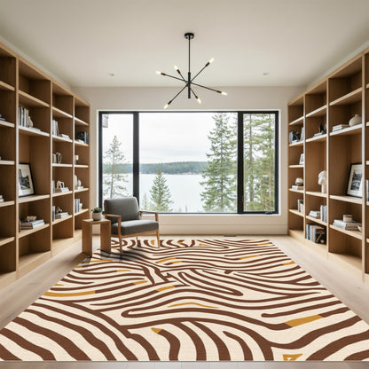 Brown Tan Abstract Animal Stripe Rug