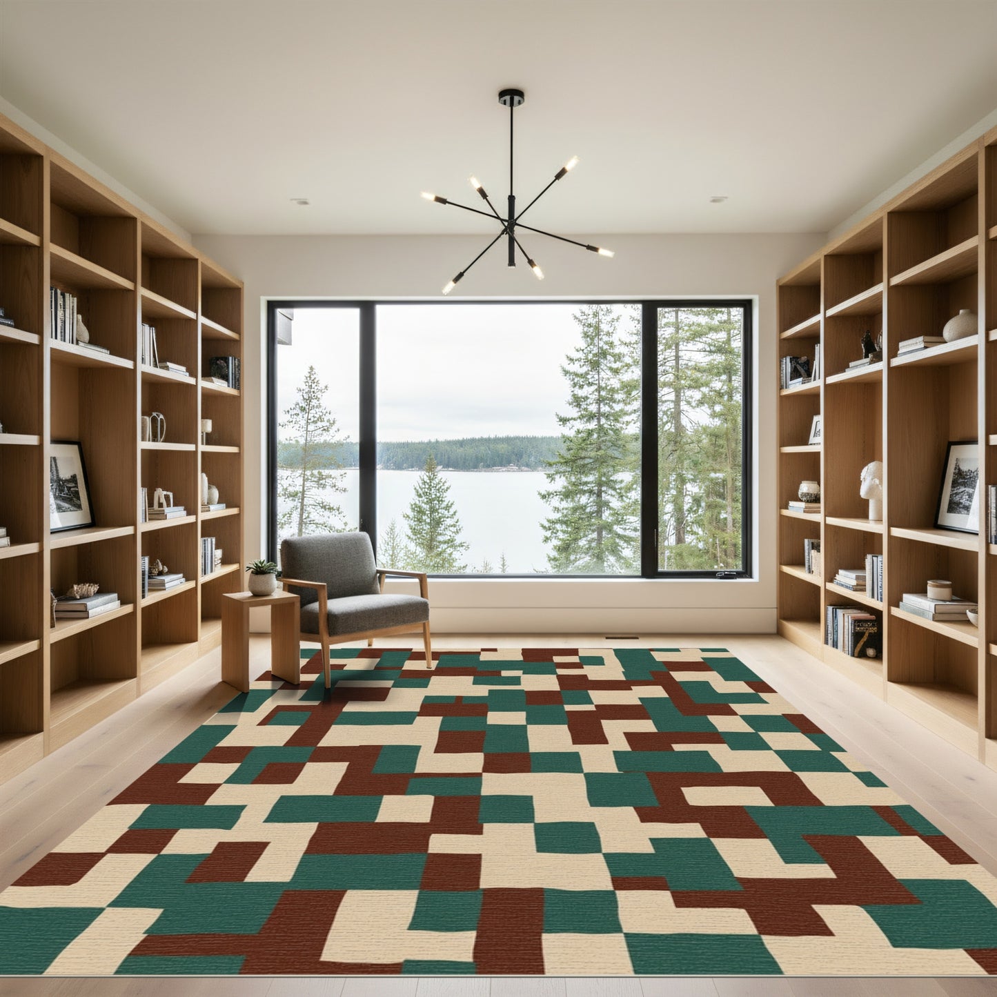 Abstract Geometric Camouflage Blocks Rug