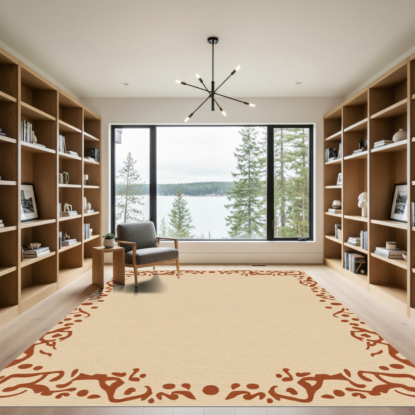 Sepia Organic Border Contemporary Rug