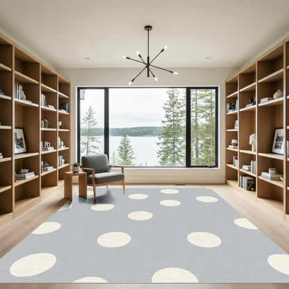 Soft Gray Cream Polka Dot Rug