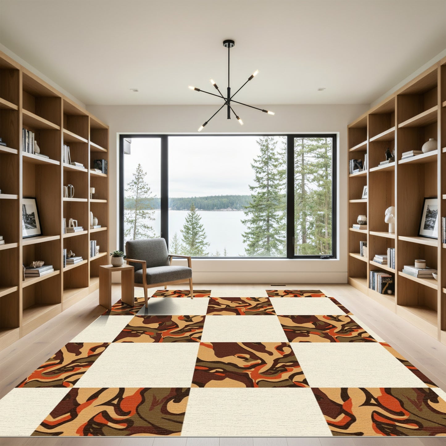 Checkerboard Camouflage Swirls Rug