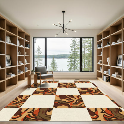Checkerboard Camouflage Swirls Rug