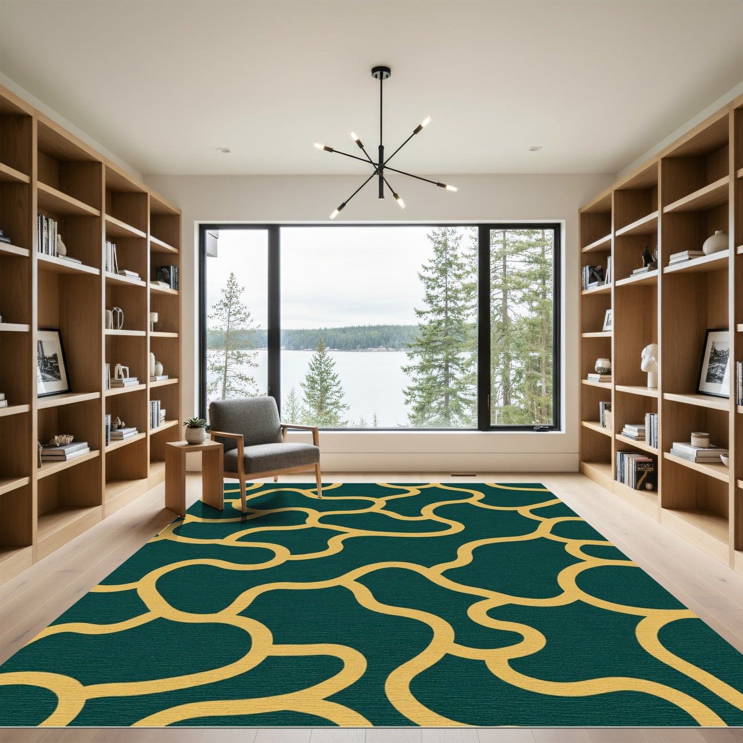 Deep Teal Organic Flow Rug