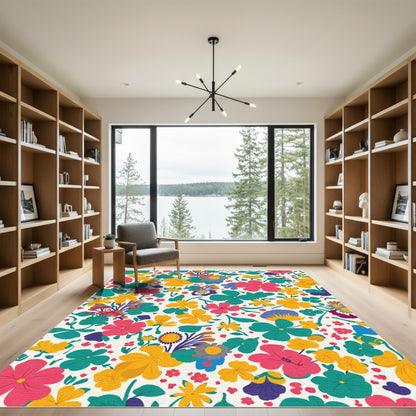 Vibrant Multicolored Floral Meadow Rug