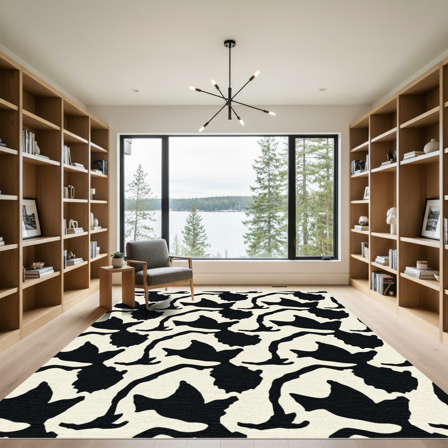 Black Almond Bird Contour Rug