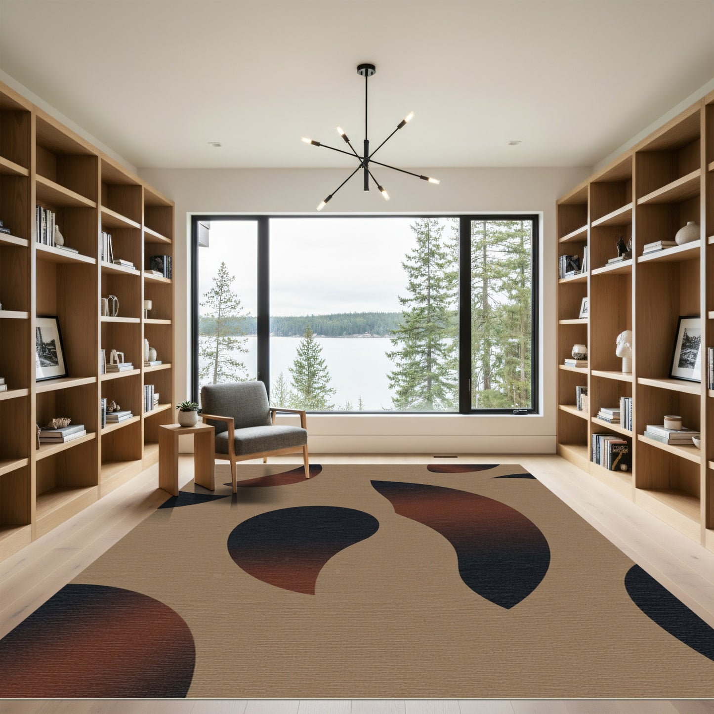 Earthy Tan Abstract Blob Rug