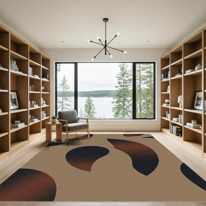 Earthy Tan Abstract Blob Rug