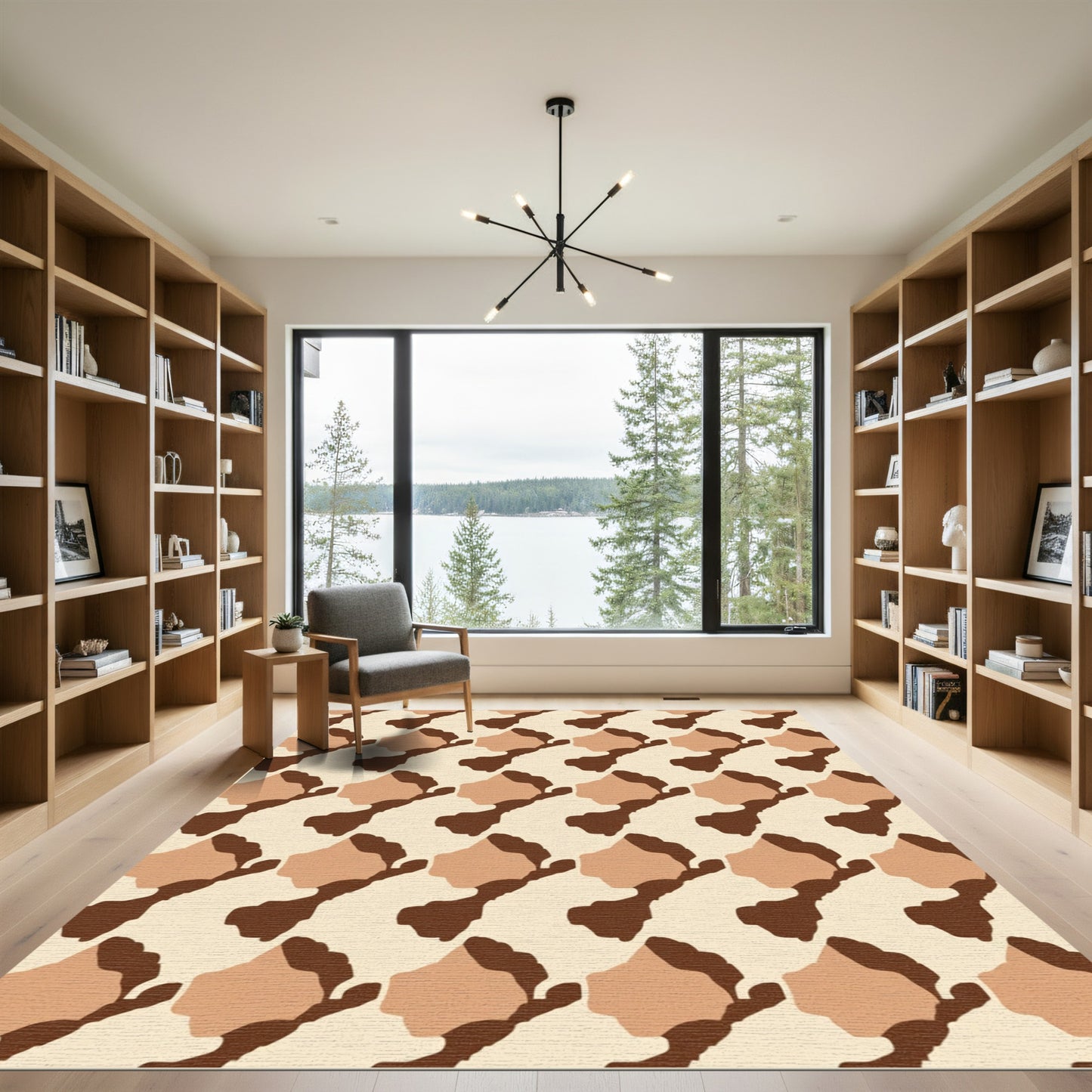 Abstract Organic Brown Beige Flow Rug
