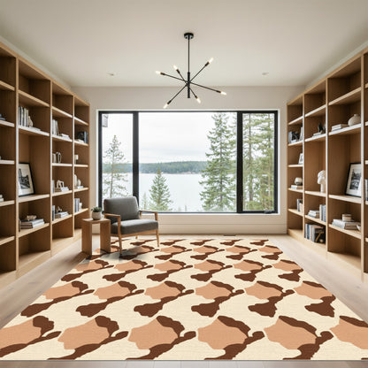 Abstract Organic Brown Beige Flow Rug