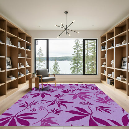 Purple Leafy Vines Botanical Rug