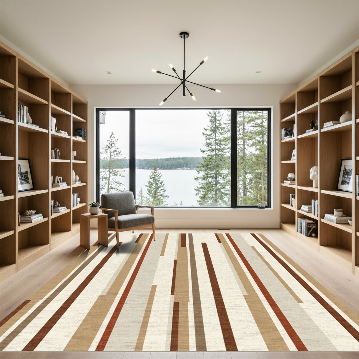 Earthy Tone Vertical Stripe Composition Rug