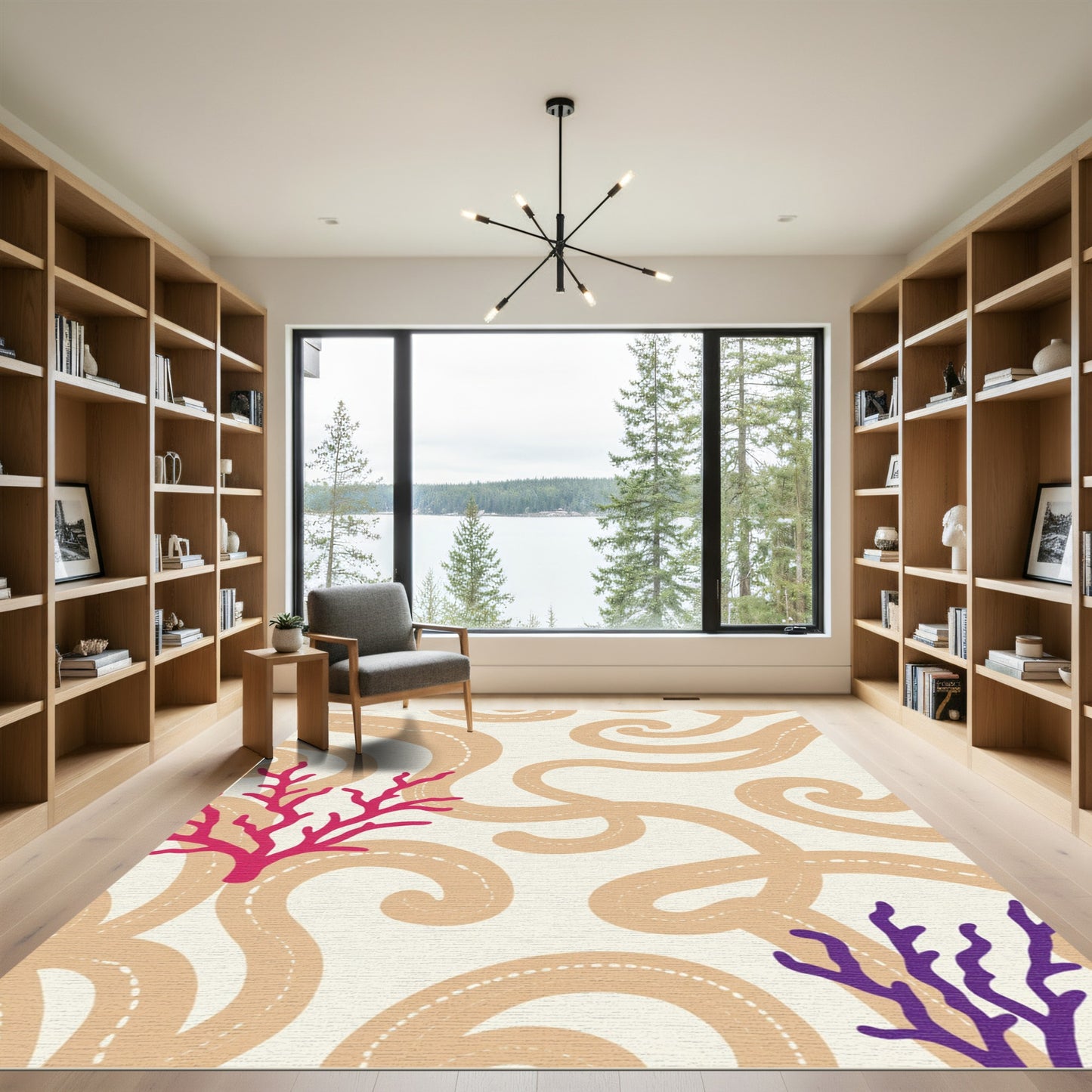 Coral Whirls Abstract Ocean Rug