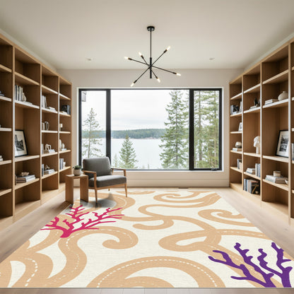 Coral Whirls Abstract Ocean Rug