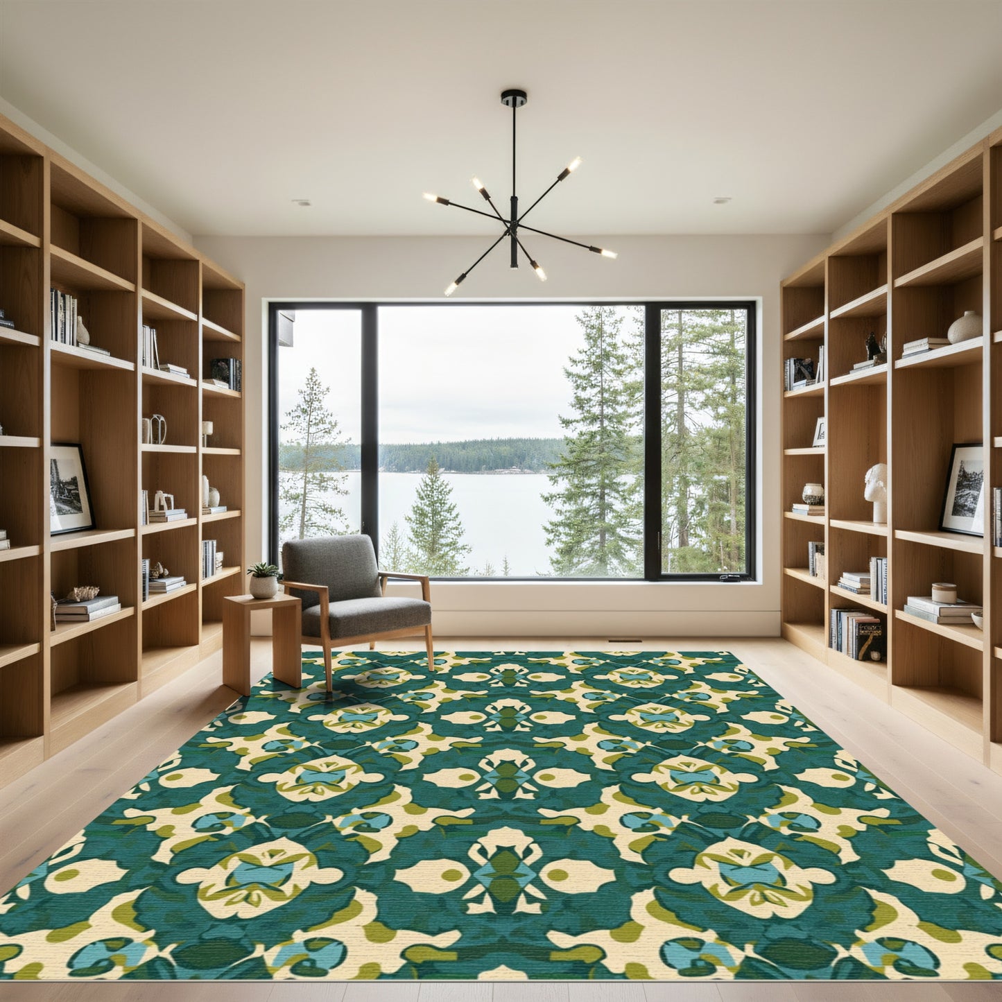 Emerald Teal Ivory Medallion Harmony Rug