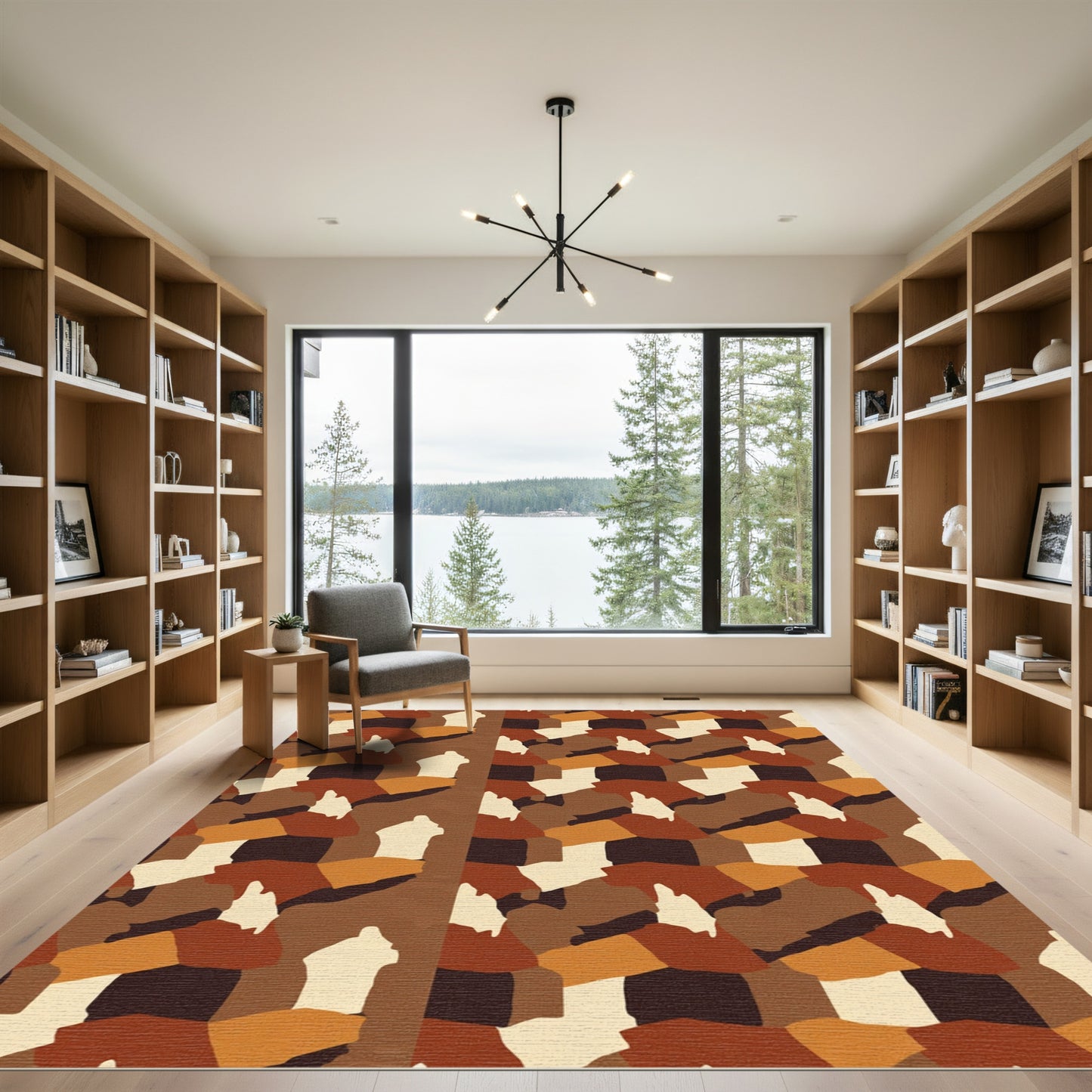 Earthy Tones Abstract Block Arrangement Rug