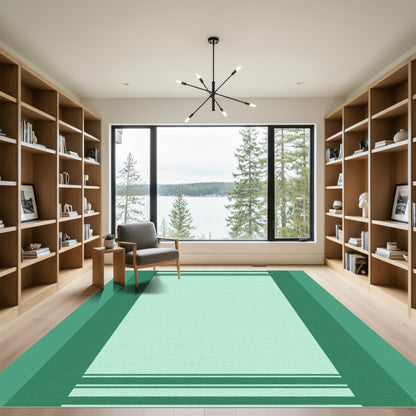 Seafoam Green Striped Border Rug