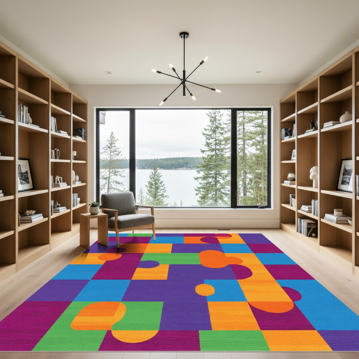 Modern Geometric Abstract Colorful Blocks Rug