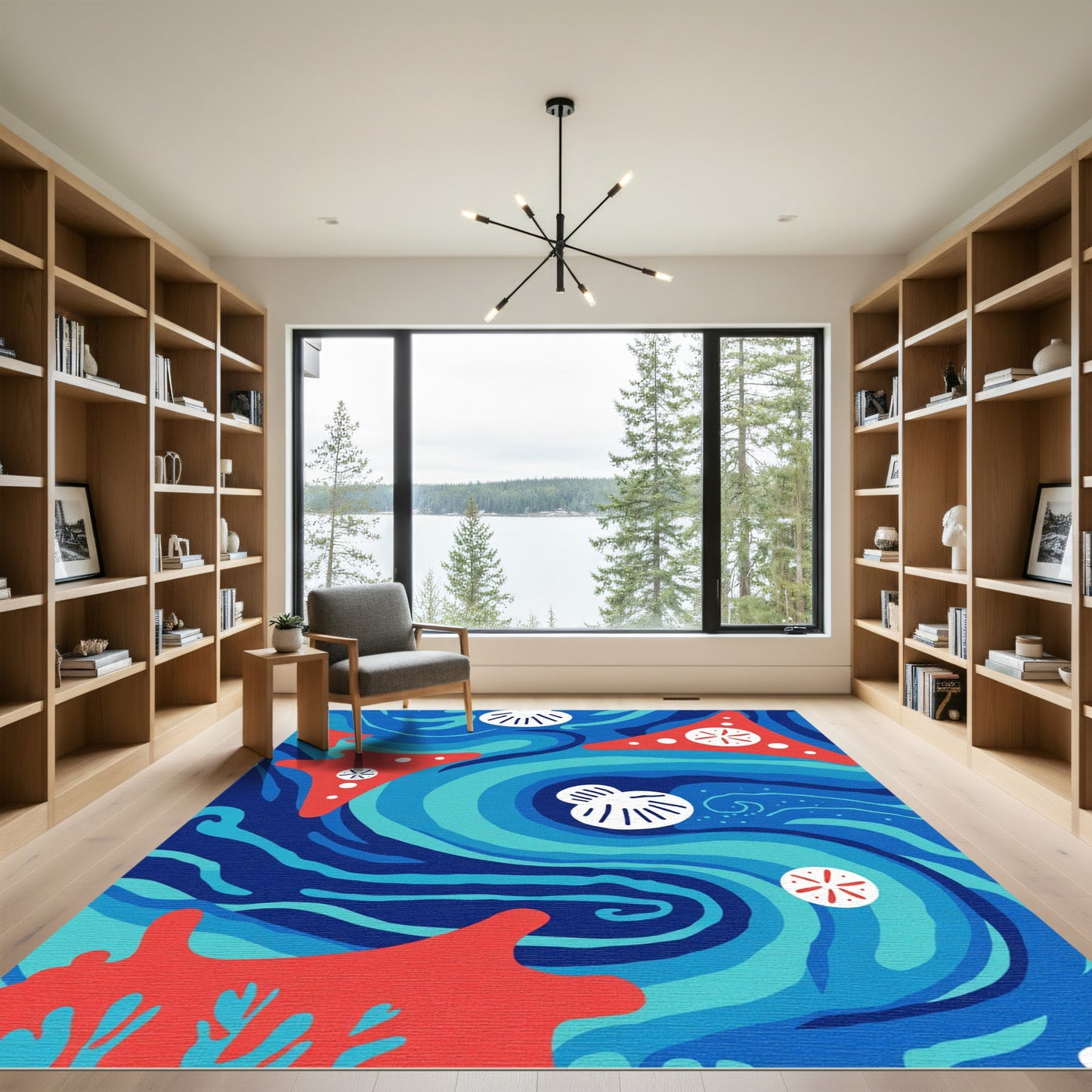 Ocean Waves Coral Starfish Shells Rug