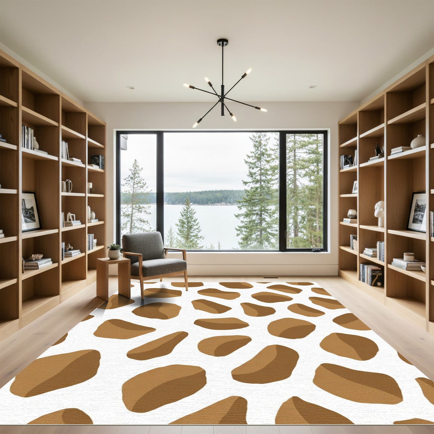 Brown Irregular Spots Abstract Pattern Rug