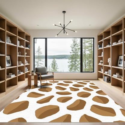 Brown Irregular Spots Abstract Pattern Rug