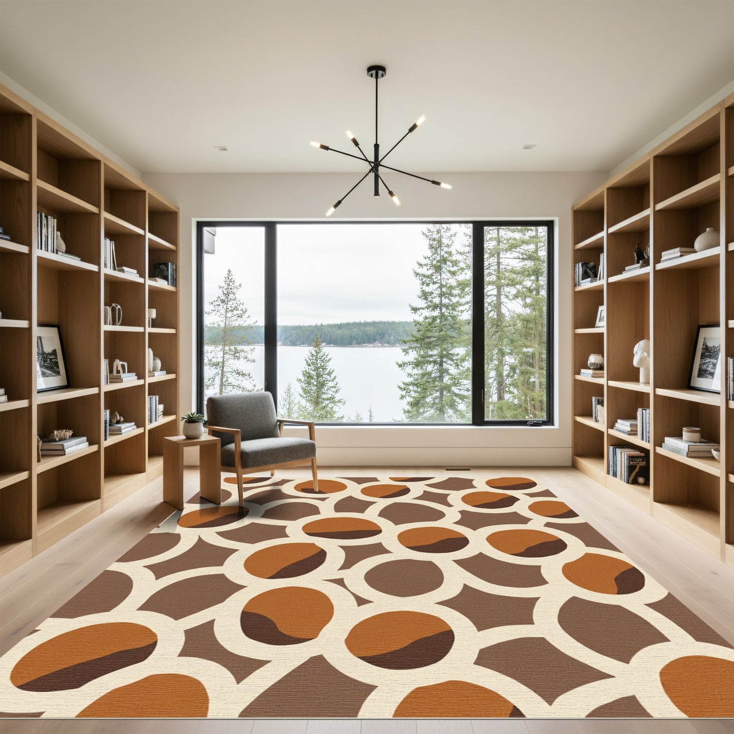 Terracotta Circles Organic Composition Rug
