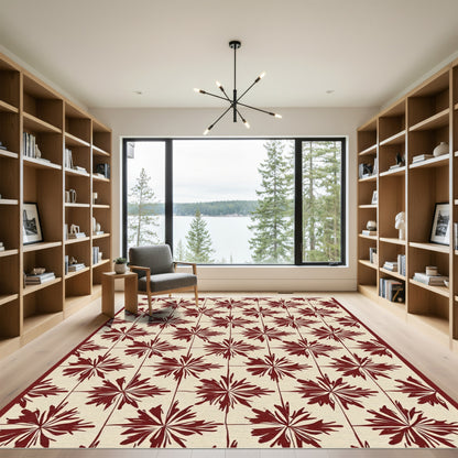 Crimson Starburst Lattice Rug