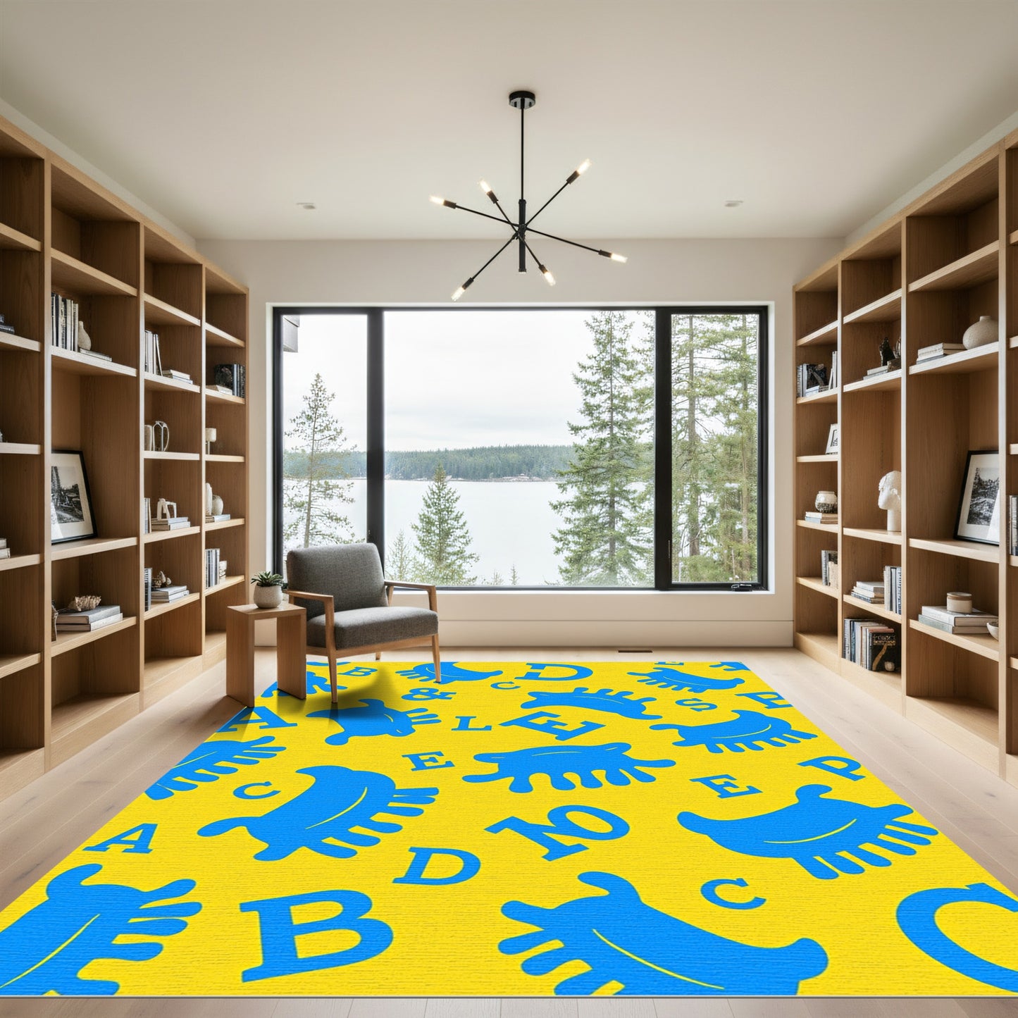 Bright Blue Alphabet Splash Rug