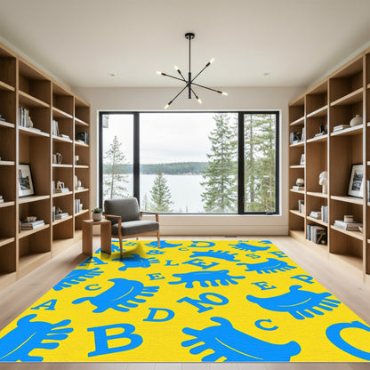 Bright Blue Alphabet Splash Rug