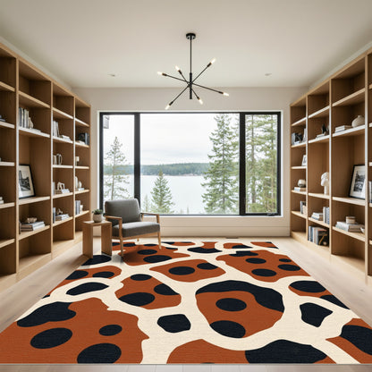 Brown Cream Black Organic Spots Rug