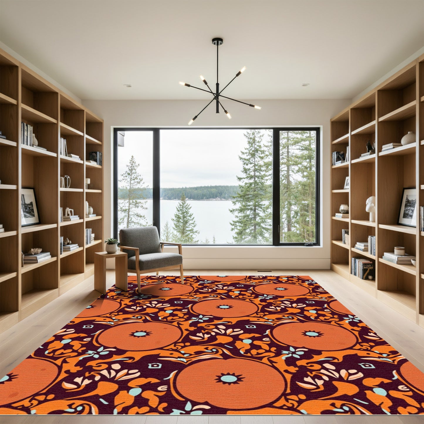 Autumn Orange Pumpkin Swirl Rug