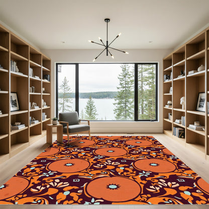 Autumn Orange Pumpkin Swirl Rug