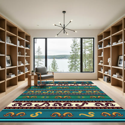 Golden Ram Horn Peacock Eye Bands Rug