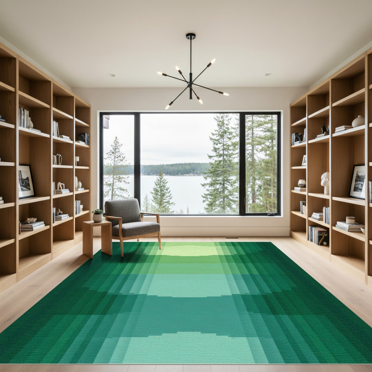 Emerald Green Pixelated Curves Rug
