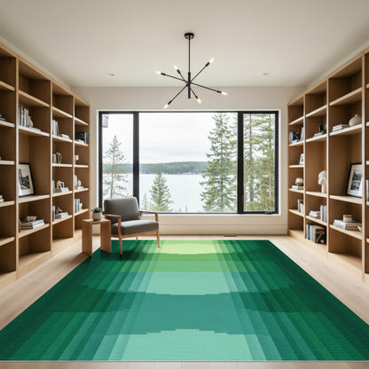 Emerald Green Pixelated Curves Rug