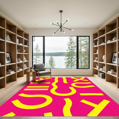 Vibrant Yellow Geometric Abstract Shapes Rug