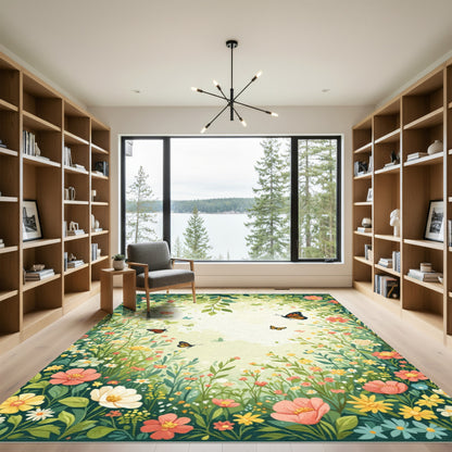 Whimsical Garden Butterflies And Flowers Rug