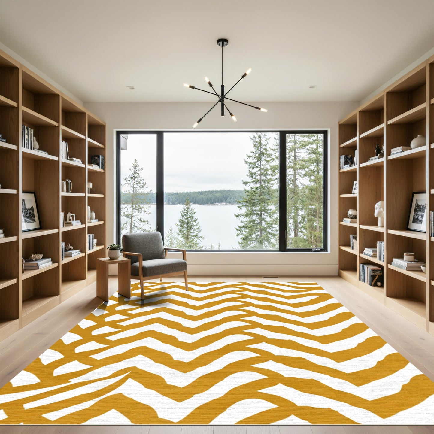 Golden Ochre Chevron Intertwined Rug