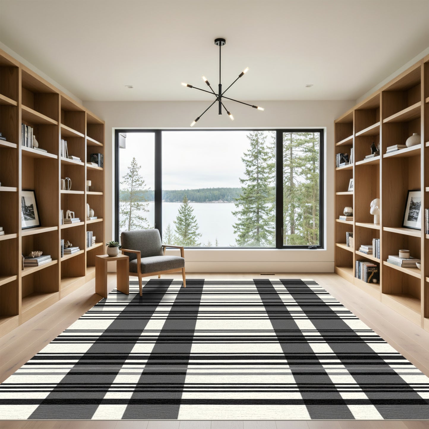 Monochrome Modern Plaid Stripe Rug
