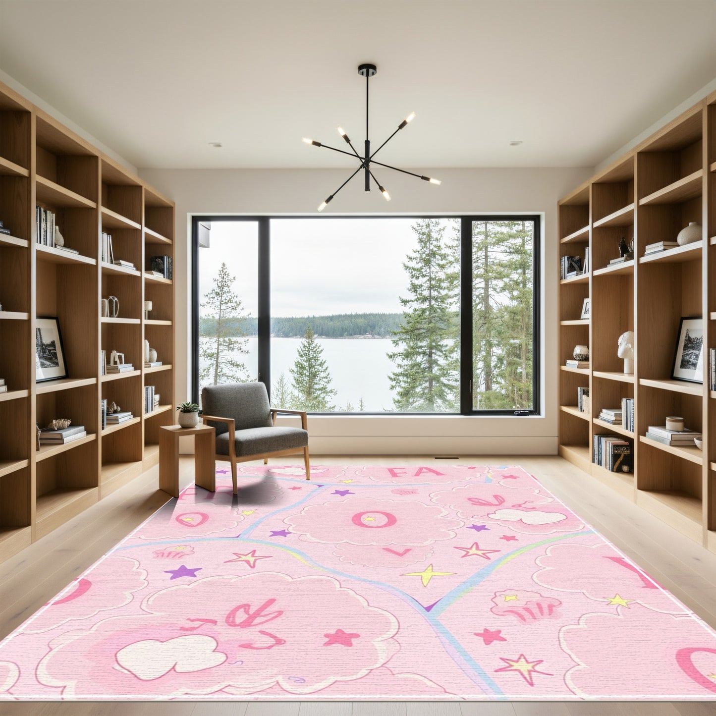 Pastel Pink Candy Cloud Alphabet Rug