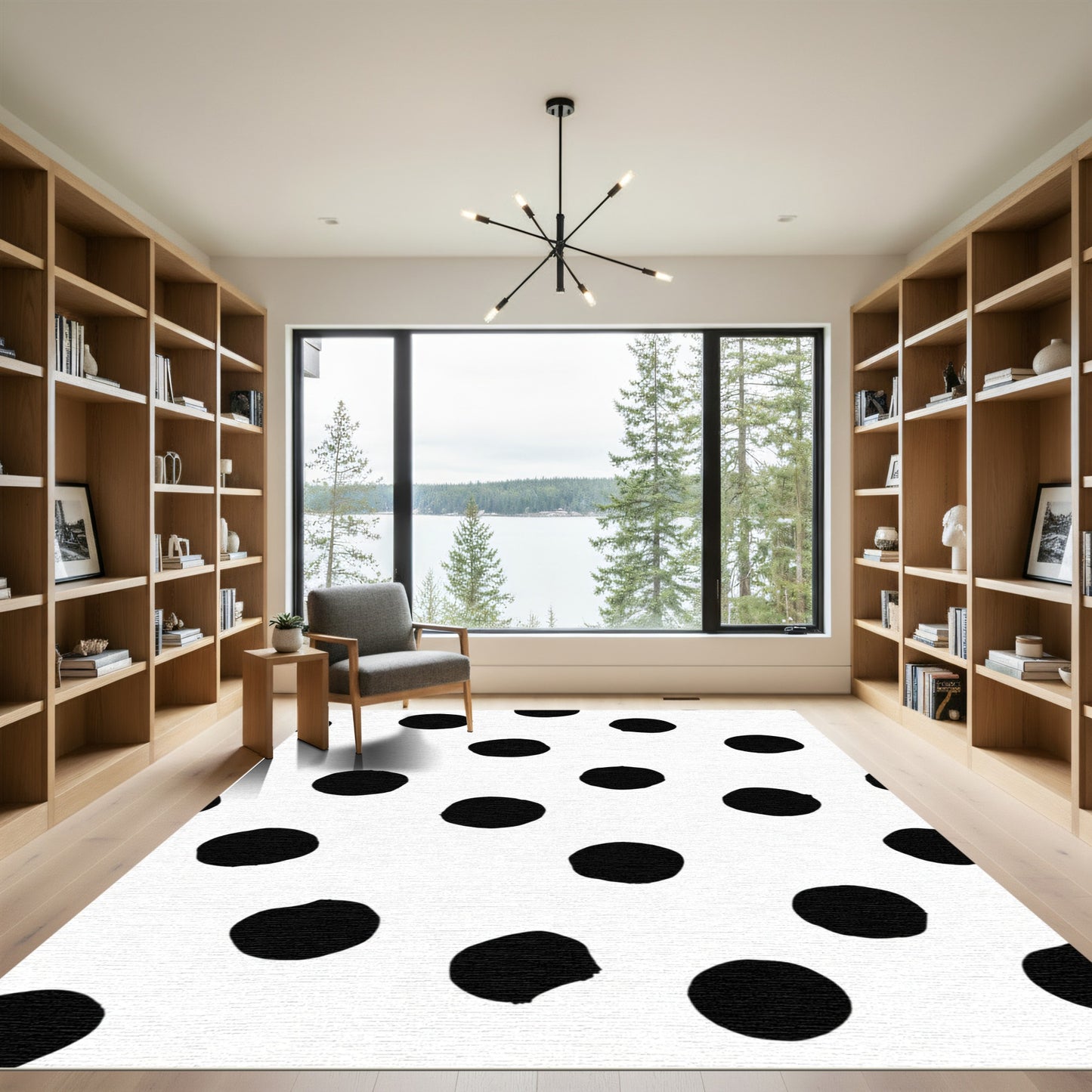 Classic Black White Polka Dot Rug