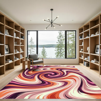 Vibrant Swirl Magenta Orange Abstract Rug