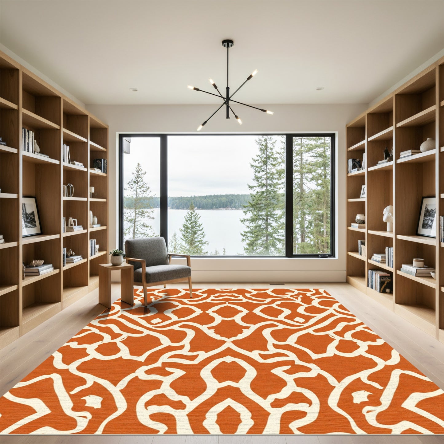 Terracotta White Organic Curlicue Rug